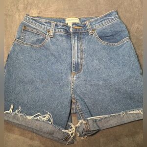 Coldwater Creek Casual Frayed Hem Denim Shorts - Blue